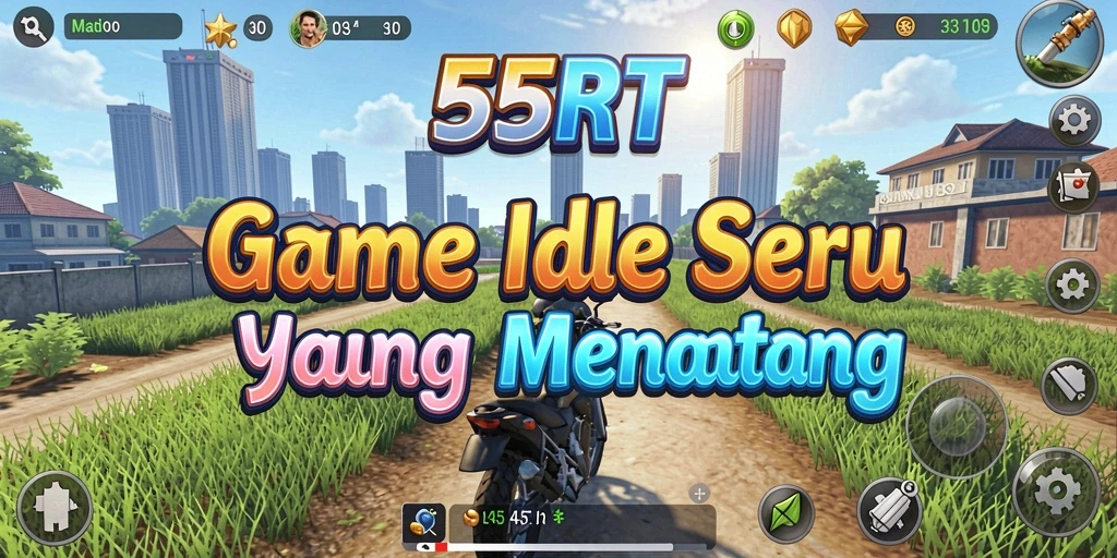 Tampilan gameplay Idle 55RT yang menarik dan mengasyikkan.