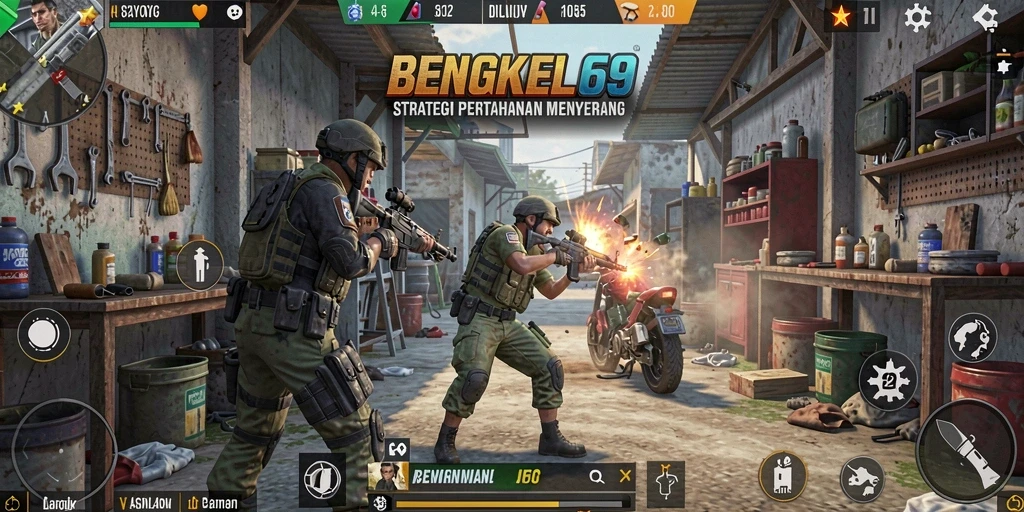 Tampilan gameplay BENGKEL69 yang menegangkan dalam pertahanan menara.