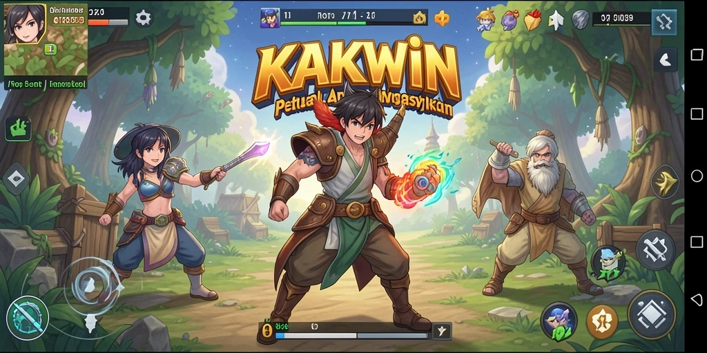Tampilan gameplay seru dari KAKWIN yang menampilkan karakter anime menarik.
