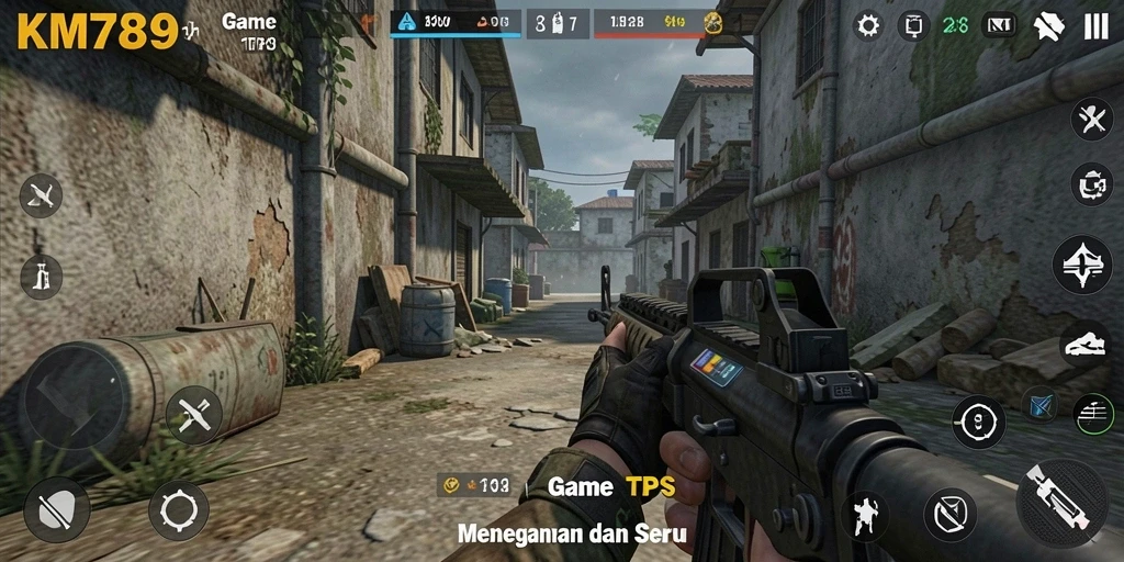 Tampilan seru dari gameplay KM789 dalam pertempuran TPS.