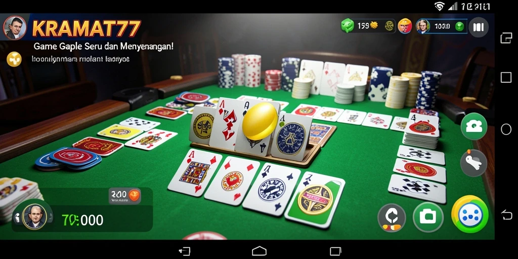 Tampilan gameplay Gaple yang seru dalam KRAMAT77.
