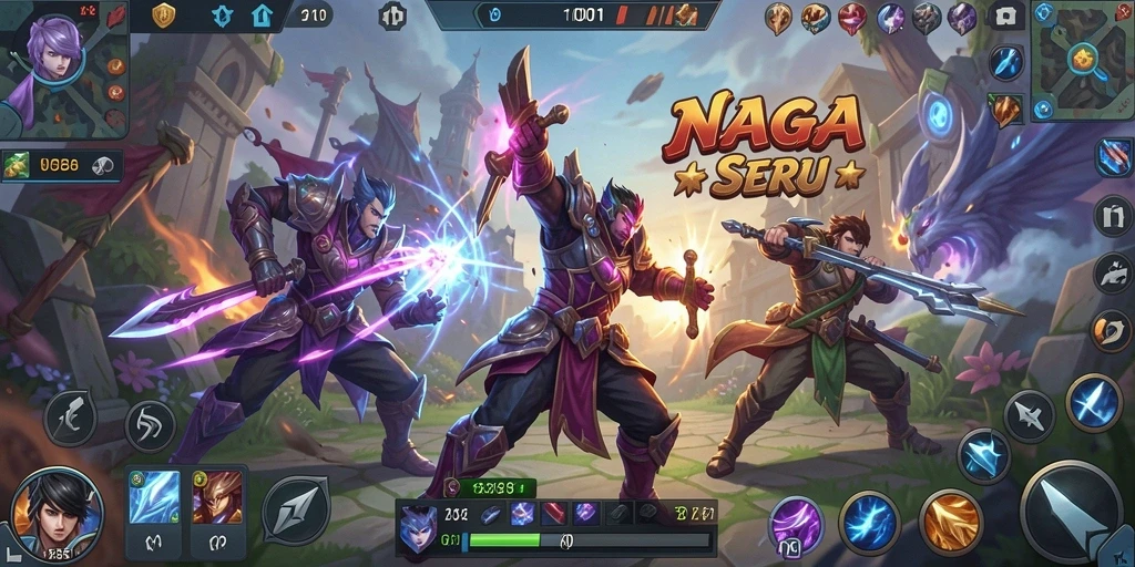 Tangkapan layar dari gameplay menarik NAGA1001 MOBA.