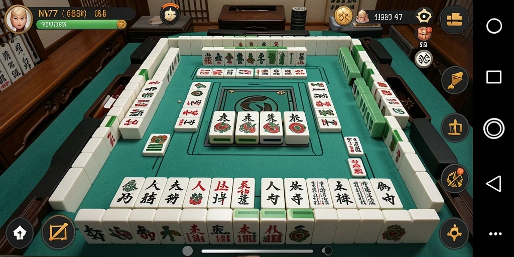 Tampilan gameplay NV77 dengan aksi seru permainan Mahjong.