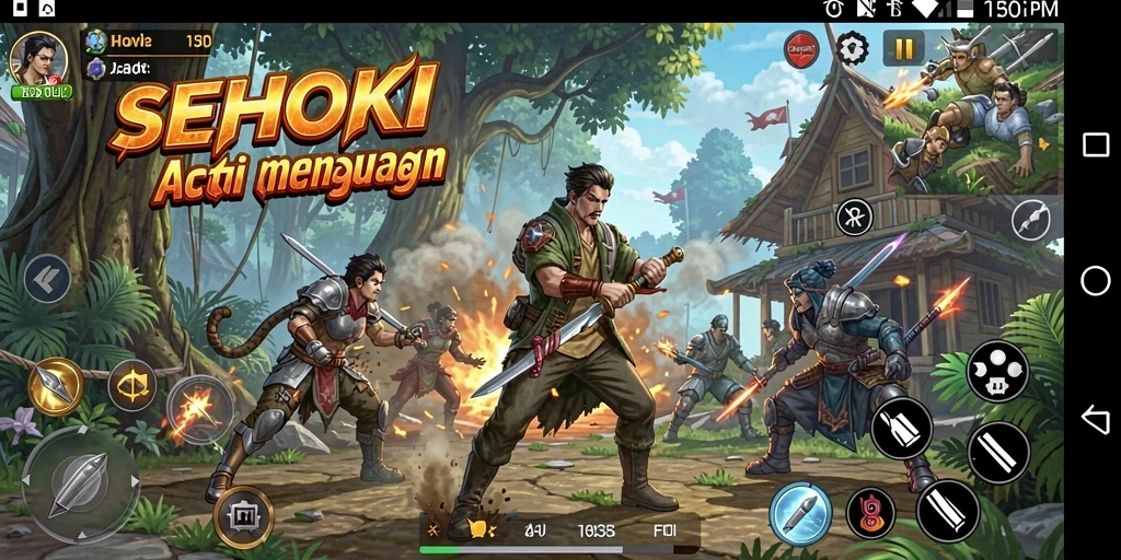 Gameplay SEHOKI menampilkan perjuangan melawan monster dalam dunia fantasi.