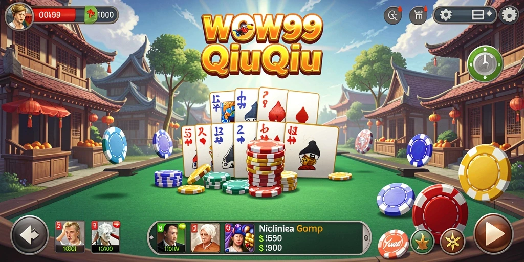Tangkapan layar WOW99 menampilkan gameplay QiuQiu yang seru.